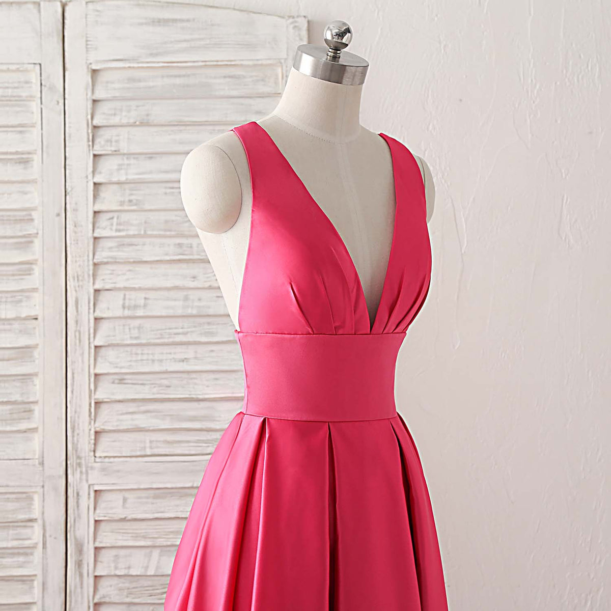 Simple V Neck Long Prom Dress Backless Evening Dress