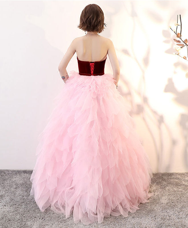 Cute Pink Tulle Long Prom Dress, Evening Dress