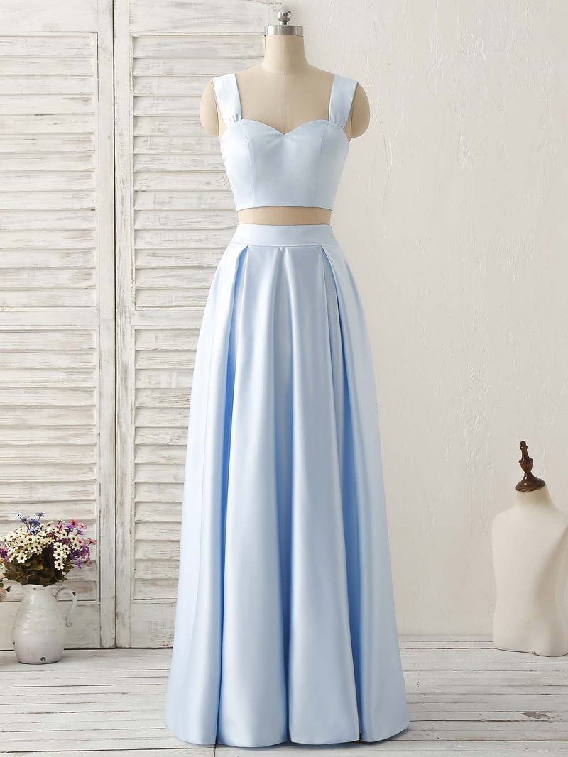 blue and white two piece prom dress 2 piece prom dress Blue Two Piece Off-the-Shoulder Lace Prom Dresses SP672