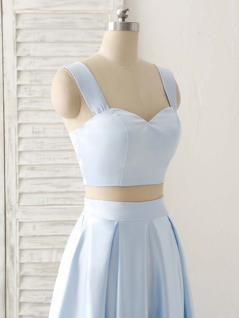 Light Blue Two Pieces Satin Long Prom Dress Simple Evening Dress shopluu Light Blue Two Pieces Satin Long Prom Dress Simple Evening Dress shopluu