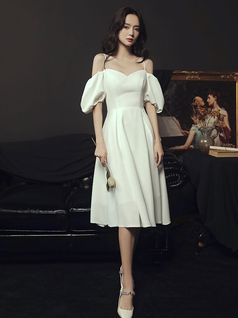 Simple Sweetheart Neck Short Prom Dress, White Bridesmaid Dresses US 4 / White Simple Sweetheart Neck Short Prom Dress, White Bridesmaid Dresses US 4 / White