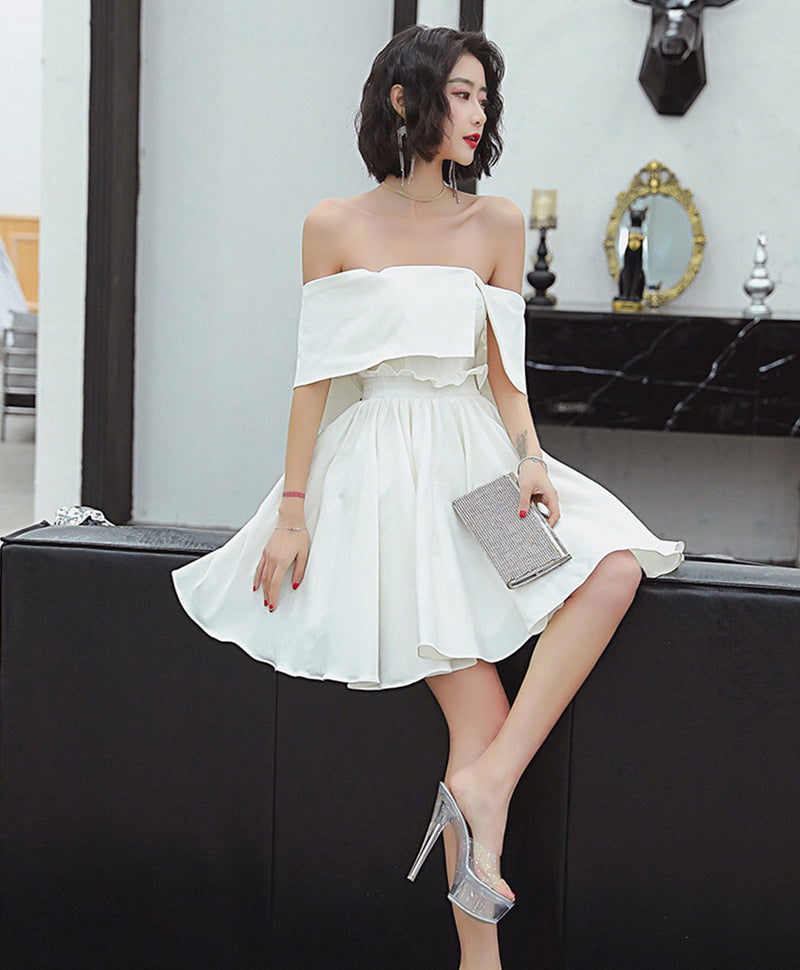 Cute White Satin Short Prom Dress White Short Homecoming Dress US 2 / Custom Color Cute White Satin Short Prom Dress White Short Homecoming Dress US 2 / Custom Color