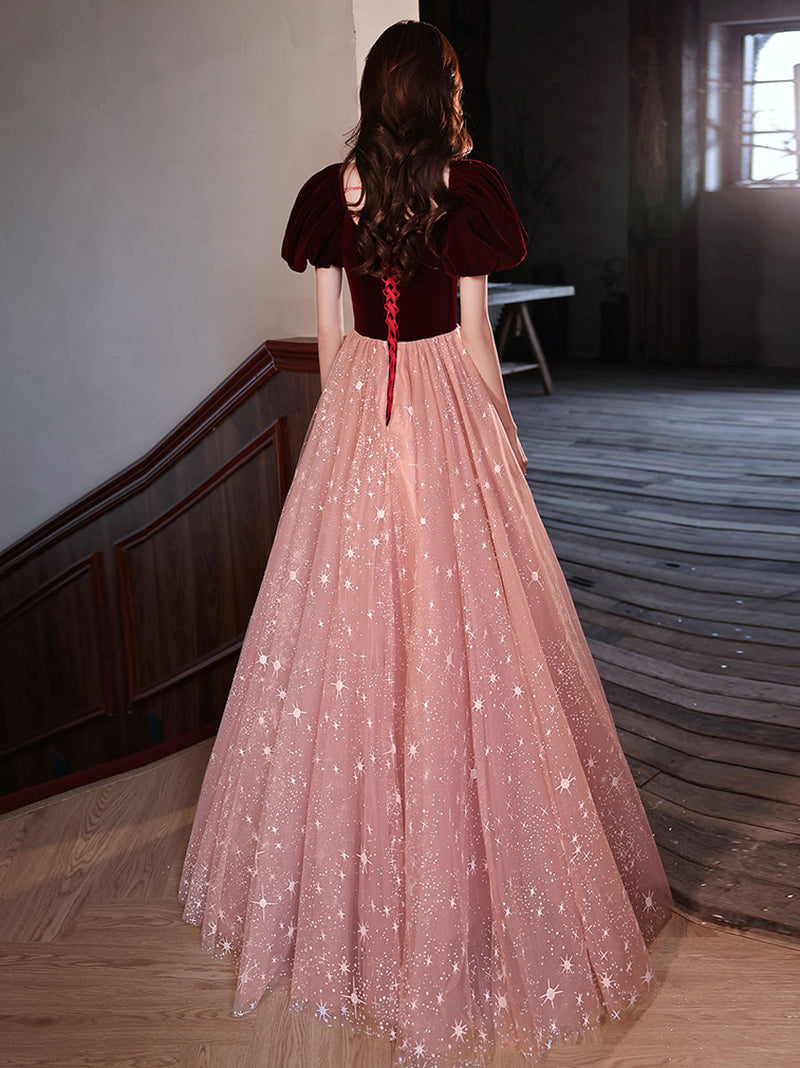 Custom Made Velvet and Tulle Long Ball Gown Formal Evening Prom