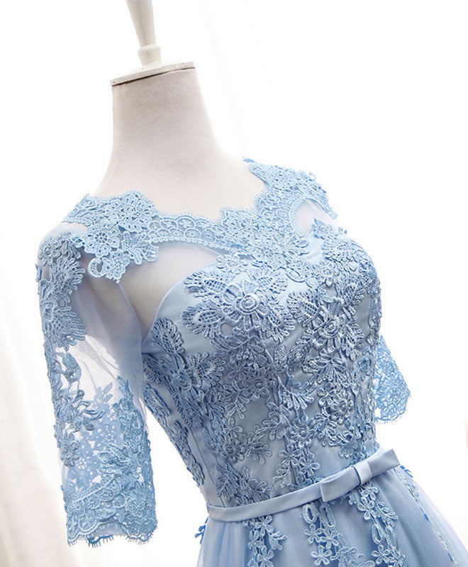 Blue Tulle Lace Long Prom Dress Blue Tulle Bridesmaid Dress US 2 / Blue / Floor-Length Blue Tulle Lace Long Prom Dress Blue Tulle Bridesmaid Dress US 2 / Blue / Floor-Length
