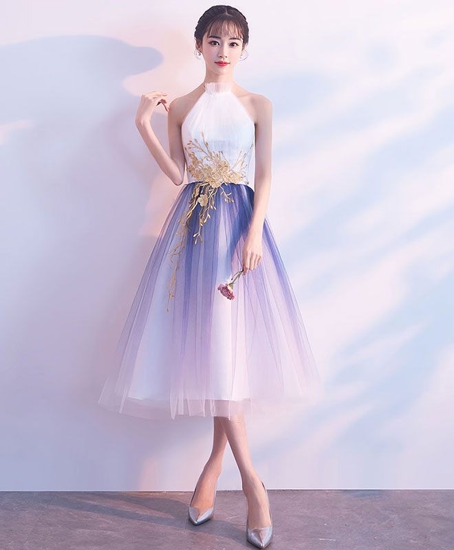 Cute Tulle Lace Applique Short Prom Dress, Tulle Evening Dress