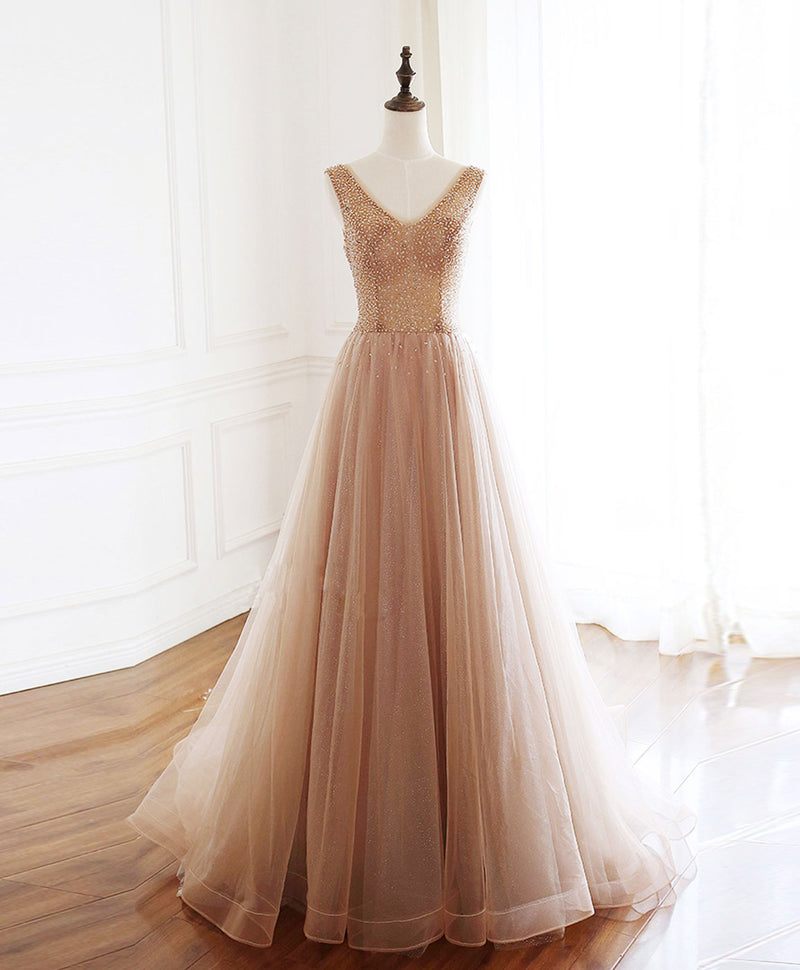 rose gold champagne prom dress Dancing Queen 4443 - Sleeveless Ruched Detail Prom Gown XS / Champagne