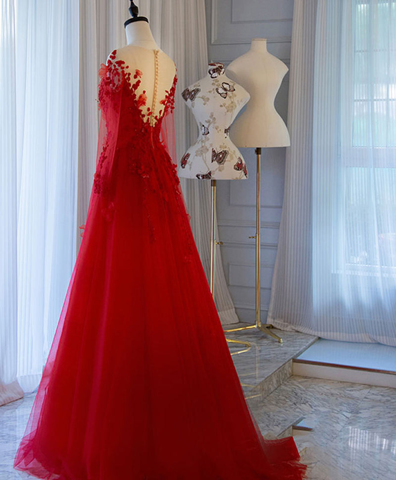 Red Tulle Lace Off Shoulder Long Prom Dress Red Lace Evening Dress shopluu Red Tulle Lace Off Shoulder Long Prom Dress Red Lace Evening Dress shopluu