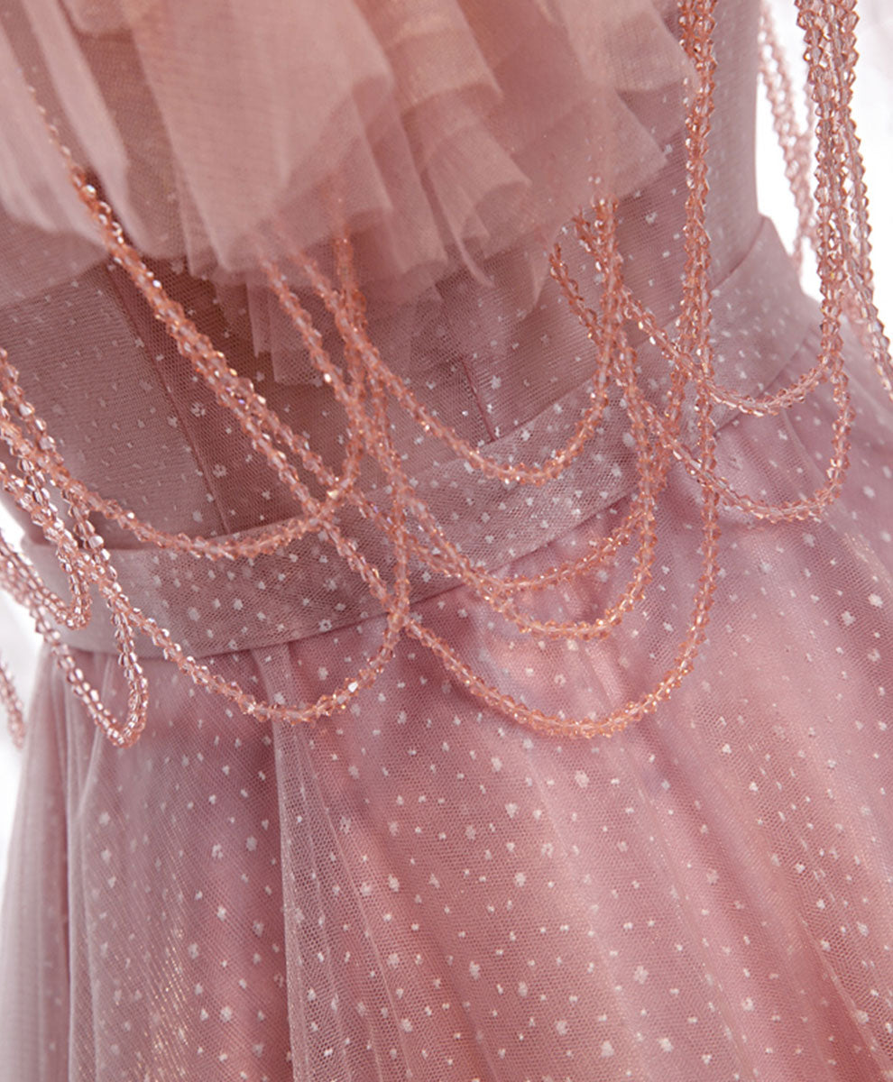 Pink Sweetheart Tulle Long Prom Dress Pink Tulle Formal Dress
