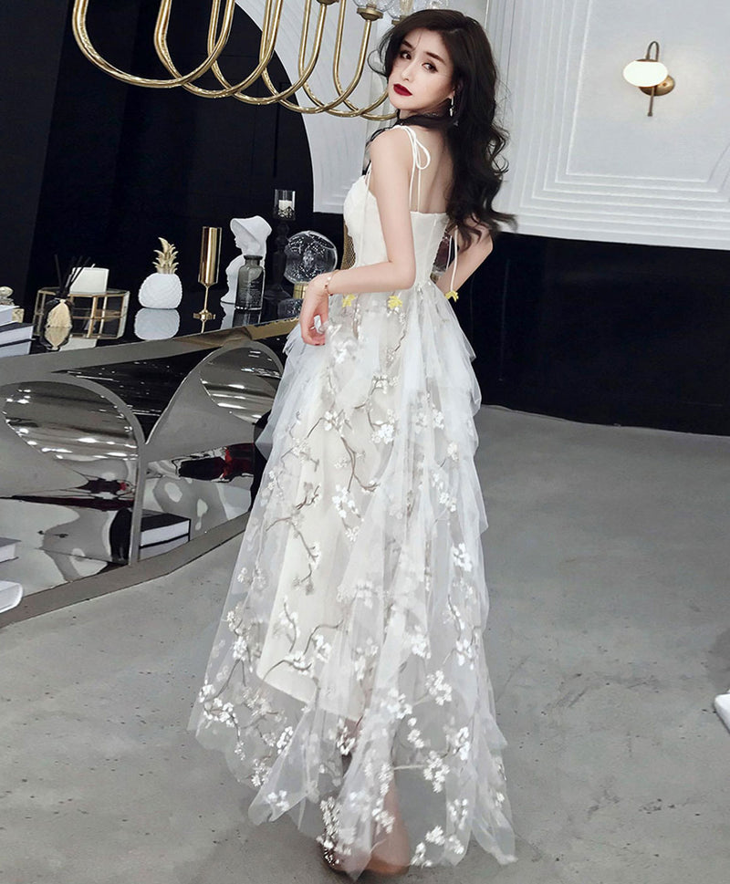 White Tulle Lace Long Prom Dress, White A-Line Lace Graduation Dresses shopluu White Tulle Lace Long Prom Dress, White A-Line Lace Graduation Dresses shopluu