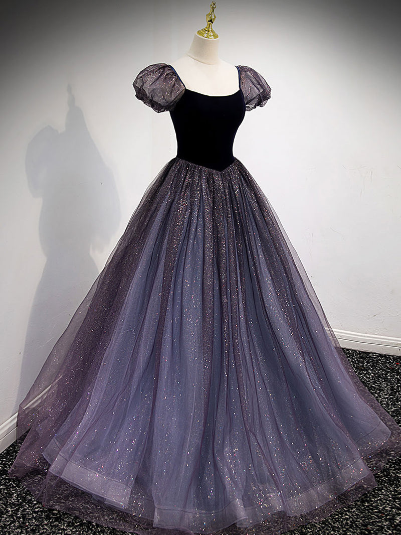 Purple Velvet Tulle Long Prom Dresses, A-Line Evening Dresses US 2 / Picture Color Purple Velvet Tulle Long Prom Dresses, A-Line Evening Dresses US 2 / Picture Color