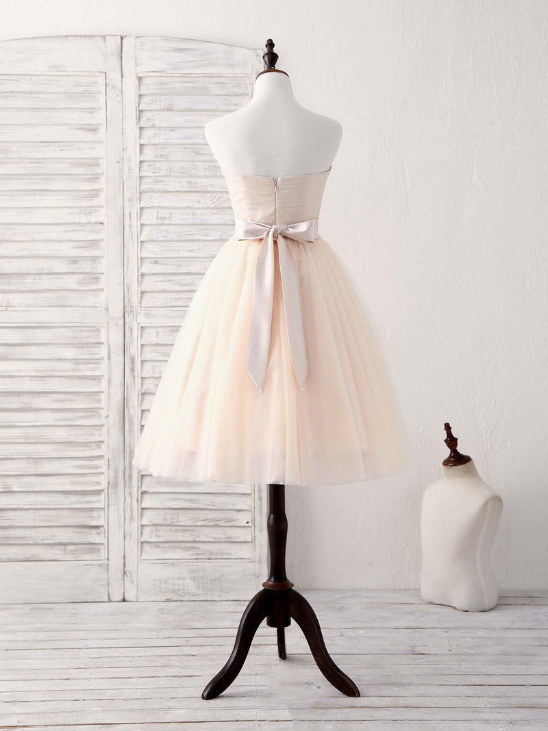 Simple Sweetheart Tulle Short Prom Dress Champagne Bridesmaid Dress US 4 / Custom Color Simple Sweetheart Tulle Short Prom Dress Champagne Bridesmaid Dress US 4 / Custom Color
