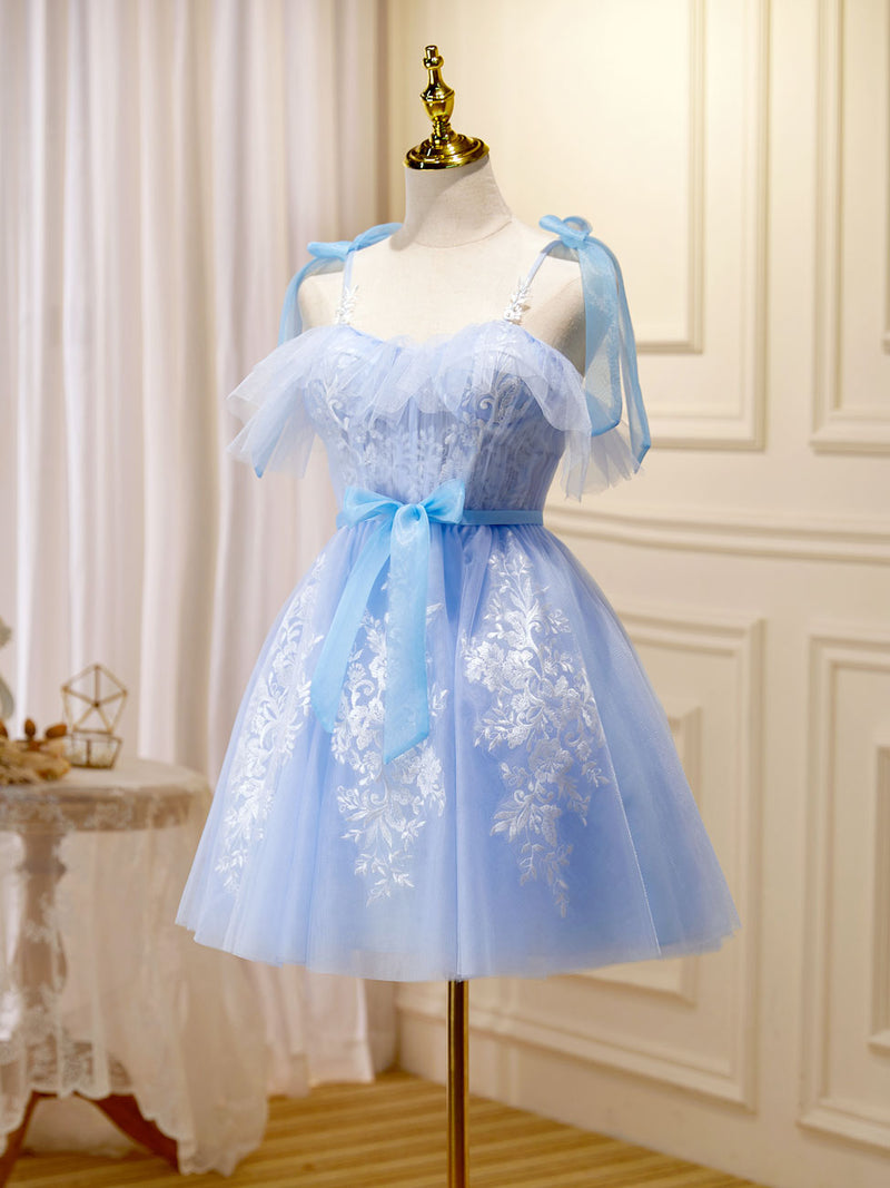 Cute Short Blue Lace Prom Dresses, Short Blue Lace Formal Graduation Dresses, US 16 / Custom Color / No Rush Cute Short Blue Lace Prom Dresses, Short Blue Lace Formal Graduation Dresses, US 16 / Custom Color / No Rush