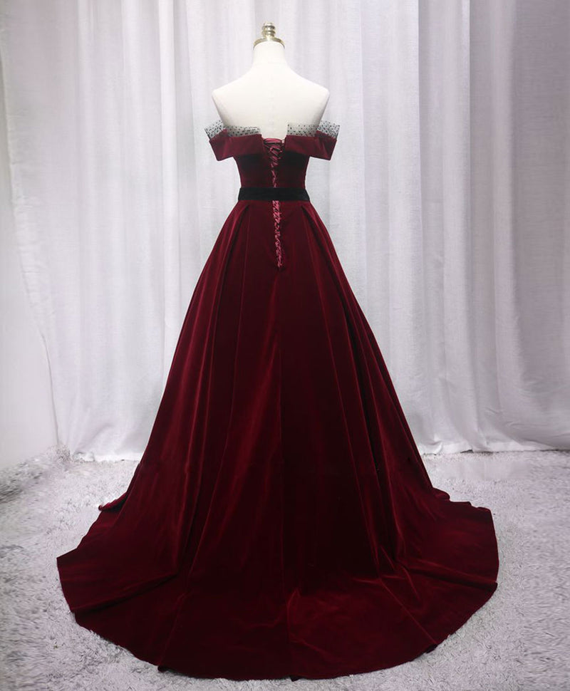 Burgundy Velvet Long Prom Dresses, A-Line Evening Dresses US 4 / Burgundy Burgundy Velvet Long Prom Dresses, A-Line Evening Dresses US 4 / Burgundy