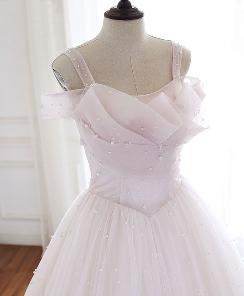 Pink Tulle Long Prom Dresses, A-Line Graduation Dresses US 10 / Pink Pink Tulle Long Prom Dresses, A-Line Graduation Dresses US 10 / Pink