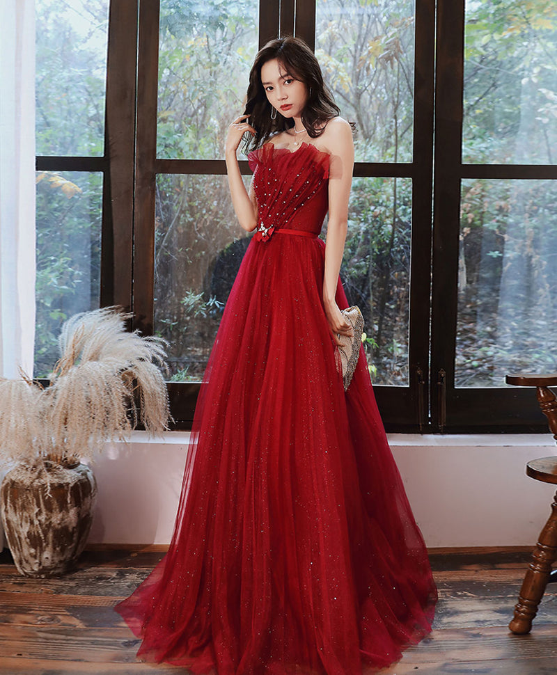 Burgundy Tulle Long Prom Dress Tulle Formal Dress Burgundy Tulle Long Prom Dress Tulle Formal Dress