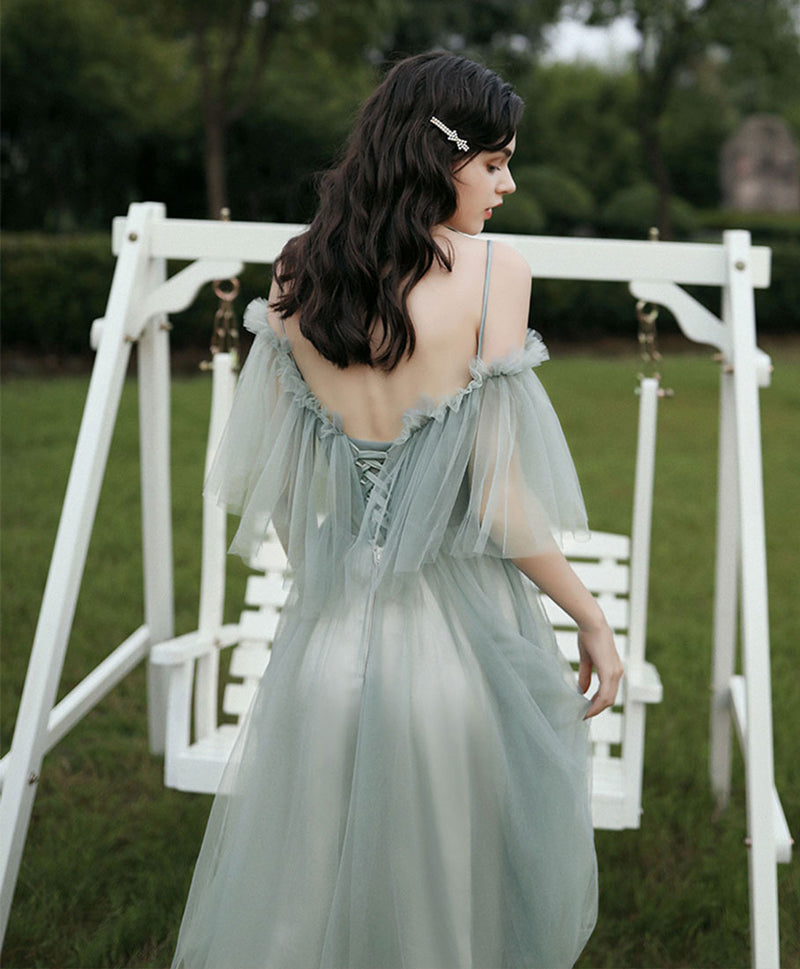 A-Line Green Short Prom Dress, Green Lace Tulle Homecoming Dress shopluu A-Line Green Short Prom Dress, Green Lace Tulle Homecoming Dress shopluu