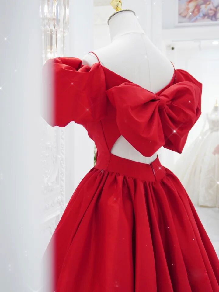 Red V Neck Satin Long Prom Dress, Red Formal Evening Dresses US 16 / Blue Red V Neck Satin Long Prom Dress, Red Formal Evening Dresses US 16 / Blue