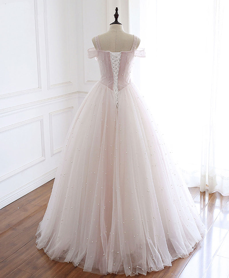 Pink Tulle Long Prom Dresses, A-Line Graduation Dresses US 10 / Pink Pink Tulle Long Prom Dresses, A-Line Graduation Dresses US 10 / Pink