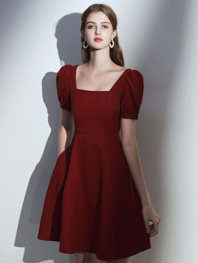 Simple Burgundy Short Prom Dress Burgundy Homecoming Dress