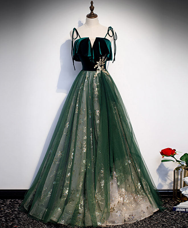 Green Tulle Lace Long Prom Dress, Green Tulle Formal Dress US 4 / Green Green Tulle Lace Long Prom Dress, Green Tulle Formal Dress US 4 / Green