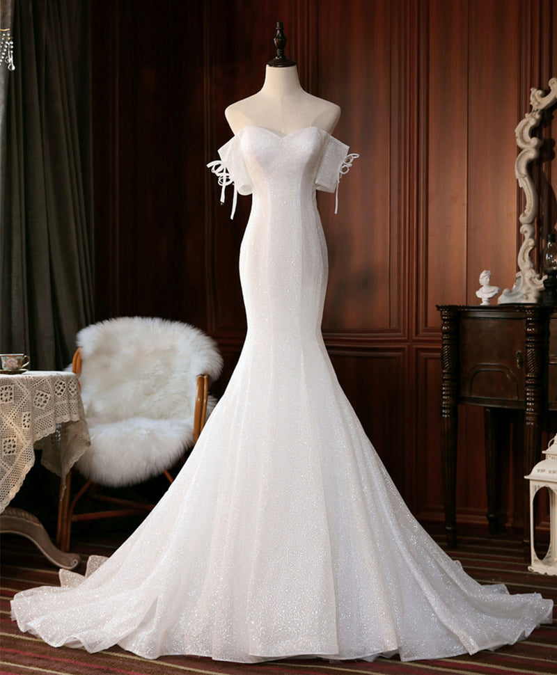 White Sequin Mermaid Long Prom Dress White Wedding Dress White Sequin Mermaid Long Prom Dress White Wedding Dress