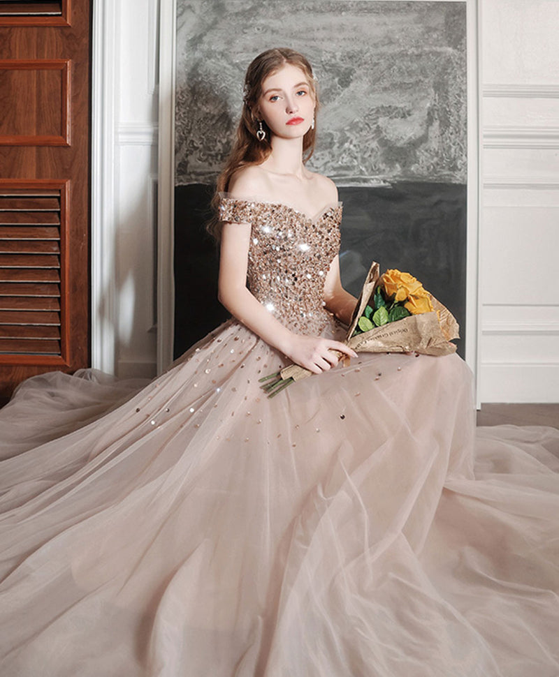 Off The Shoulder Beading Long Prom Dresses, A-Line Evening Dresses US 6 / Custom Color Off The Shoulder Beading Long Prom Dresses, A-Line Evening Dresses US 6 / Custom Color
