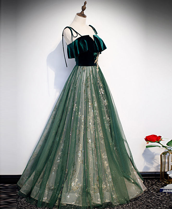 Green Straps Velvet Long Lace Prom Dresses, Green Lace Velvet Long Formal Evening Dresses, US 4 / Green as Pics / With Rush+$19.99 Green Straps Velvet Long Lace Prom Dresses, Green Lace Velvet Long Formal Evening Dresses, US 4 / Green as Pics / With Rush+$19.99