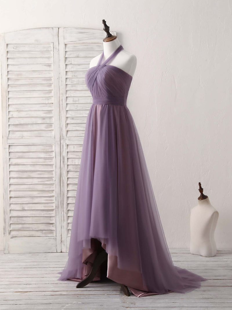 A-Line Tulle High Low Long Prom Dress Simple Bridesmaid Dress US 16 / Custom Color A-Line Tulle High Low Long Prom Dress Simple Bridesmaid Dress US 16 / Custom Color