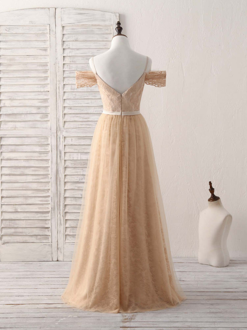 Champagne Tulle Long Bridesmaid Dress, Champagne Prom Dresses US 4 / Custom Color Champagne Tulle Long Bridesmaid Dress, Champagne Prom Dresses US 4 / Custom Color