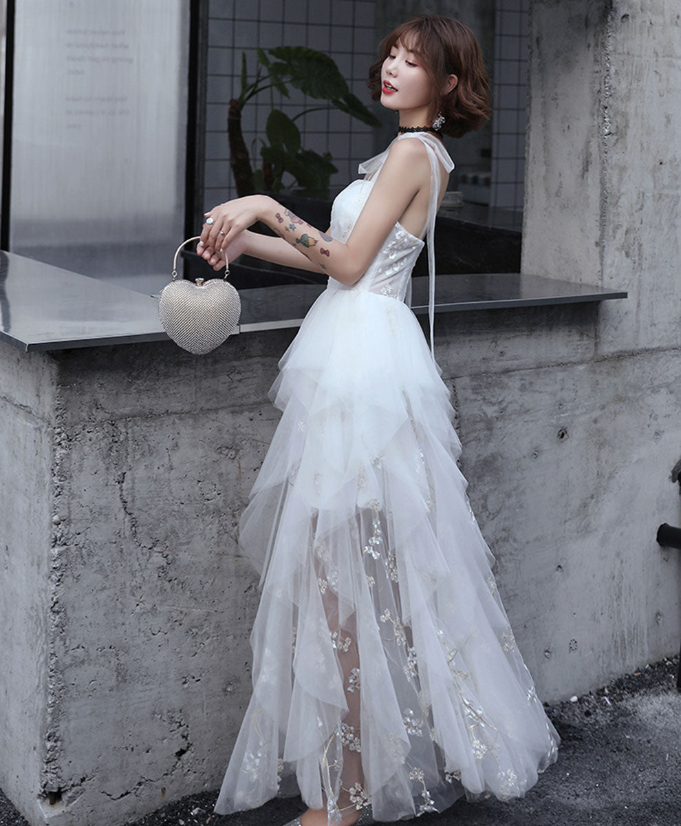 White Sweetheart Tulle Prom Dress White Homecoming Dress