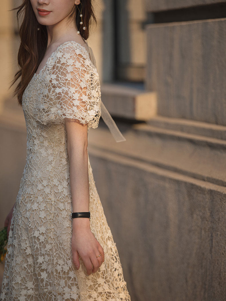 Beige Tulle Lace Short Prom Dress, Beige Homecoming Dress US 4 / Custom Color Beige Tulle Lace Short Prom Dress, Beige Homecoming Dress US 4 / Custom Color