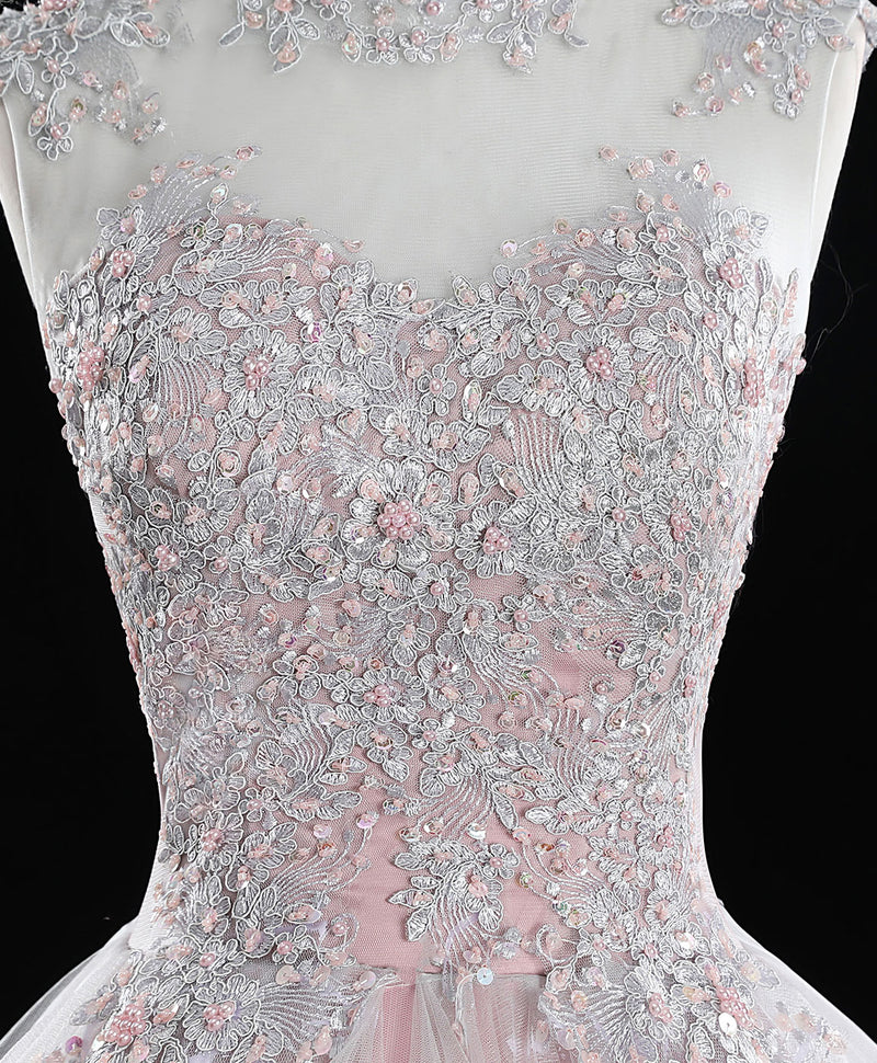 pink and silver sweet 16 dresses Gorgeous Blush Pink 3D Floral Prom Dresses Sweet 16 Dress ARD2161