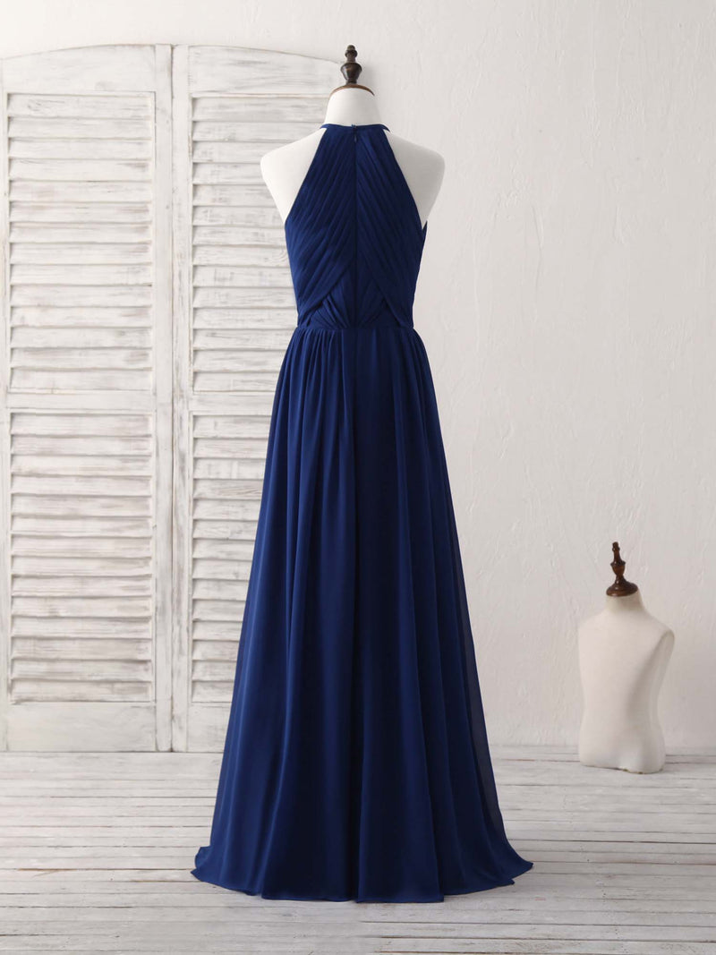 Simple Dark Blue Chiffon Long Prom Dress Blue Bridesmaid Dress shopluu Simple Dark Blue Chiffon Long Prom Dress Blue Bridesmaid Dress shopluu