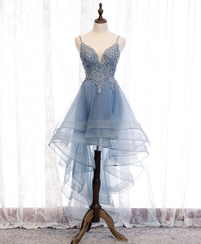 Blue Sweetheart Tulle Lace High Low Prom Dress, Blue Homecoming Dress US 12 / Pink Blue Sweetheart Tulle Lace High Low Prom Dress, Blue Homecoming Dress US 12 / Pink