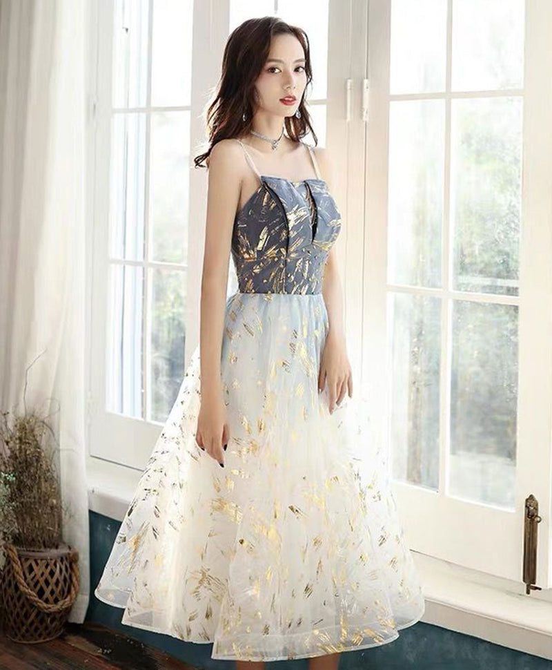 Blue/Champagne Tulle Lace Short Prom Dress, Blue/Champagne Tulle Homecoming Dress US 16 / Blue/Champagne Blue/Champagne Tulle Lace Short Prom Dress, Blue/Champagne Tulle Homecoming Dress US 16 / Blue/Champagne