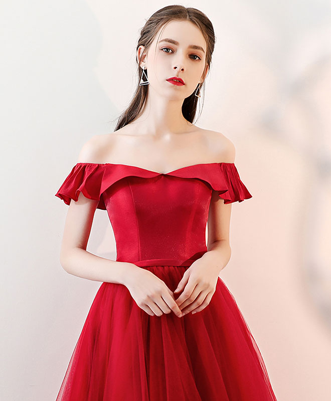 Aline Red Satin/Tulle Short Prom Dresses, Red Formal Homecoming Dresses US 16 / Red Aline Red Satin/Tulle Short Prom Dresses, Red Formal Homecoming Dresses US 16 / Red