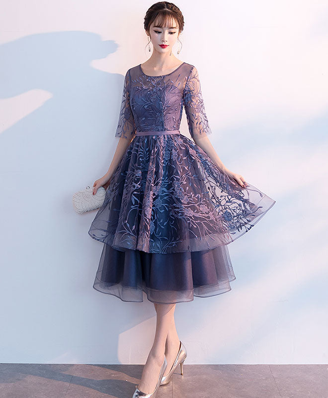 Purple Tulle Lace Short Prom Dresses, Scoop Neck Lace Purple Homecoming Dresses US 14 Purple Tulle Lace Short Prom Dresses, Scoop Neck Lace Purple Homecoming Dresses US 14
