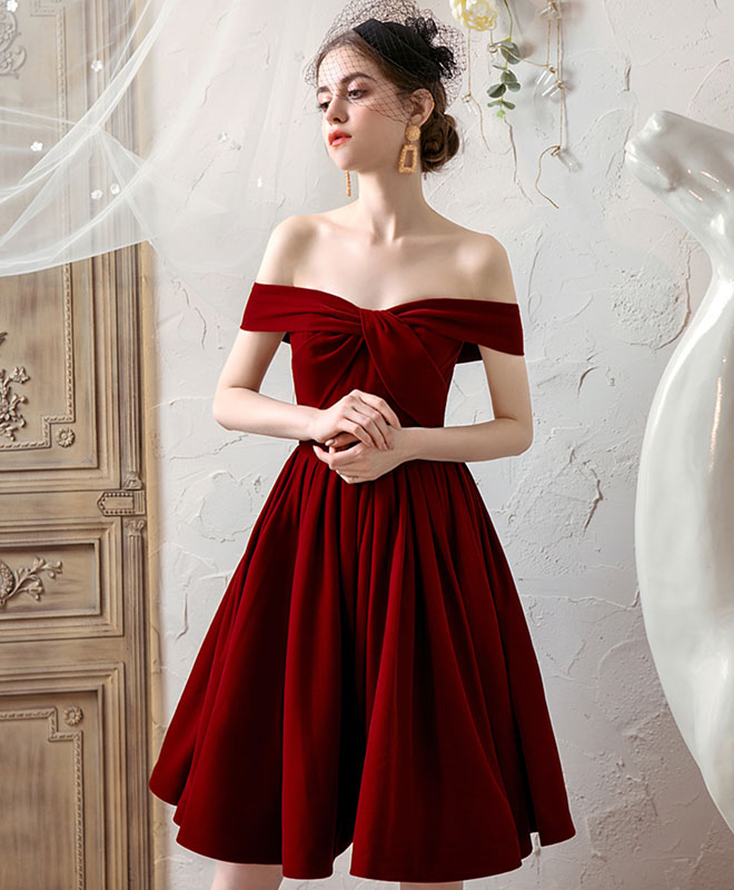 Simple Burgundy Short Prom Dress Burgundy Homecoming Dress