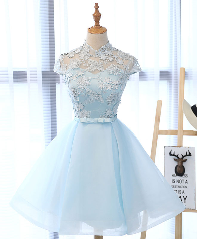 Cute Blue Lace Tulle Short Prom Dress. Cute Homecoming Dress US 14 / Blue Cute Blue Lace Tulle Short Prom Dress. Cute Homecoming Dress US 14 / Blue