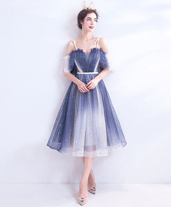 Blue Tulle Short Prom Dress Blue Tulle Homecoming Dress