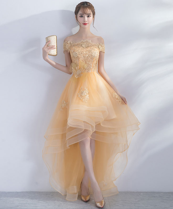 Champagne Tulle Lace Short Prom Dress, Champagne Homecoming Dresses US 16 / Custom Color Champagne Tulle Lace Short Prom Dress, Champagne Homecoming Dresses US 16 / Custom Color