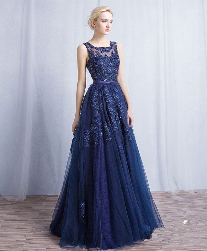 crew neck prom dress Green Round Neck Tulle Lace Long Prom Dress, Green Evening Dress US 12 / Green