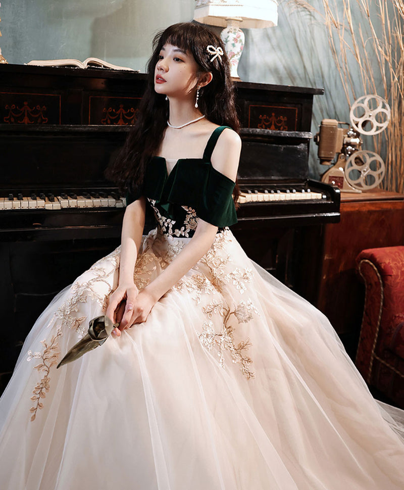 A line Green Tulle Lace Long Prom Dress, Green Formal Evening Party Dr shopluu A line Green Tulle Lace Long Prom Dress, Green Formal Evening Party Dr shopluu