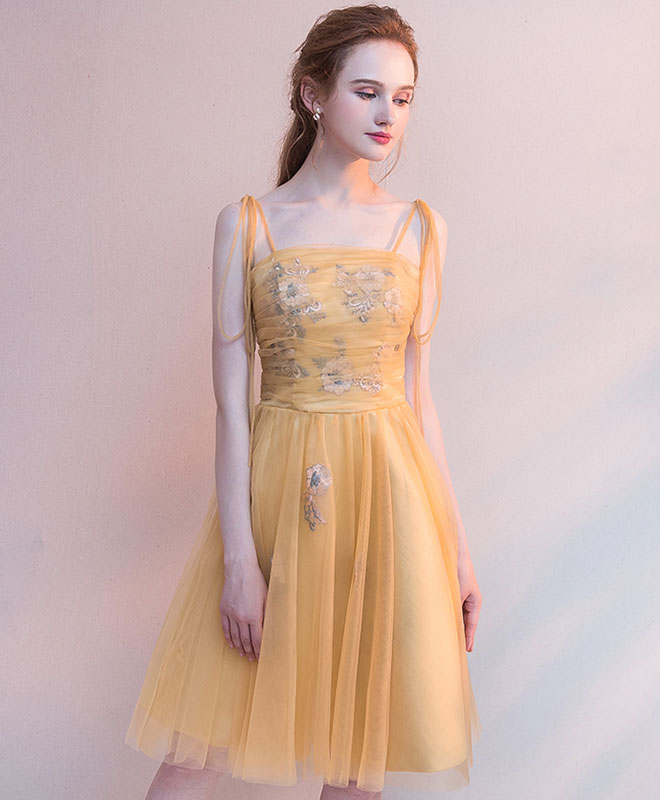 Simple Yellow Tulle Short Prom Dress, Yellow Homecoming Dress Custom Size / Yellow Simple Yellow Tulle Short Prom Dress, Yellow Homecoming Dress Custom Size / Yellow
