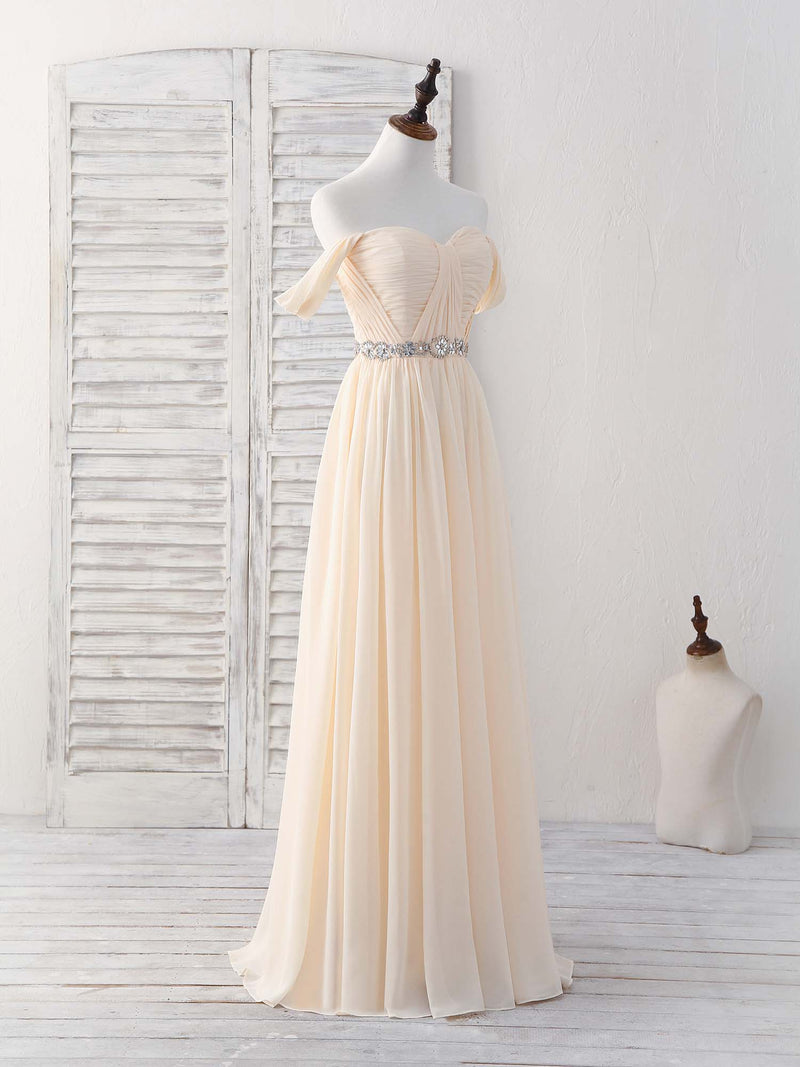 champagne chiffon prom dress Simple champagne chiffon long prom dress chiffon evening dress dresstby