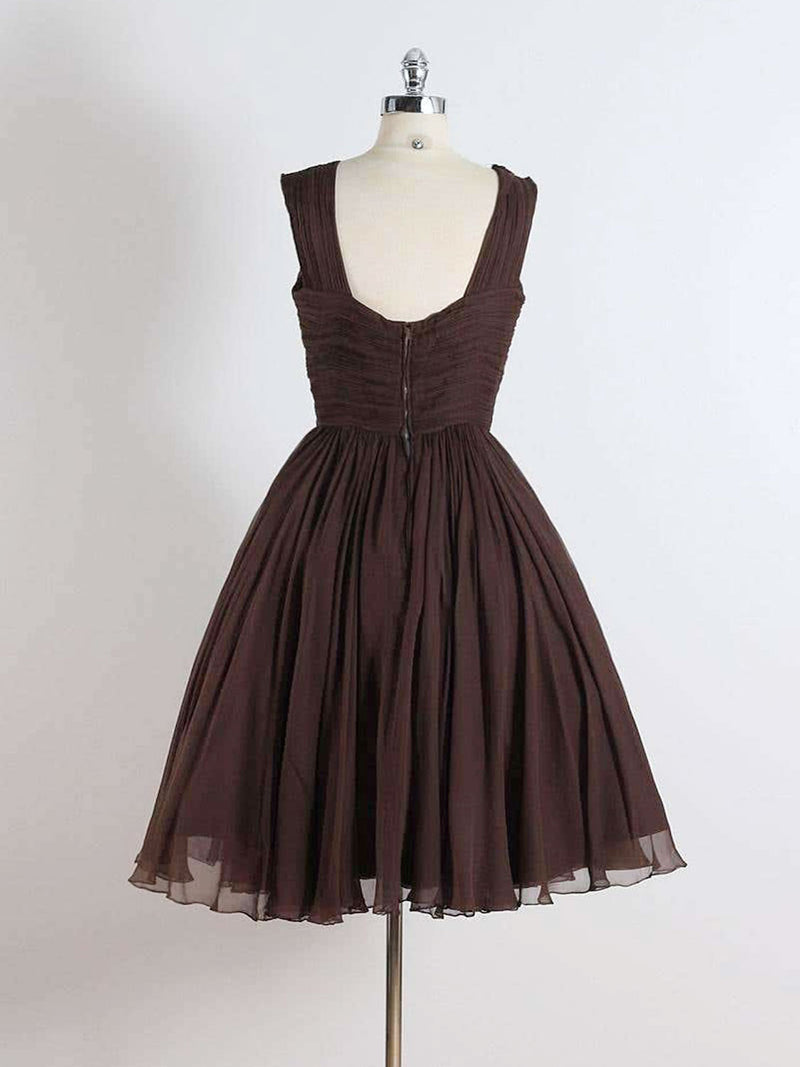 Brown Homecoming Dress 2023 Short Square Neck Sleeveless Chiffon 8 / Custom Color Brown Homecoming Dress 2023 Short Square Neck Sleeveless Chiffon 8 / Custom Color