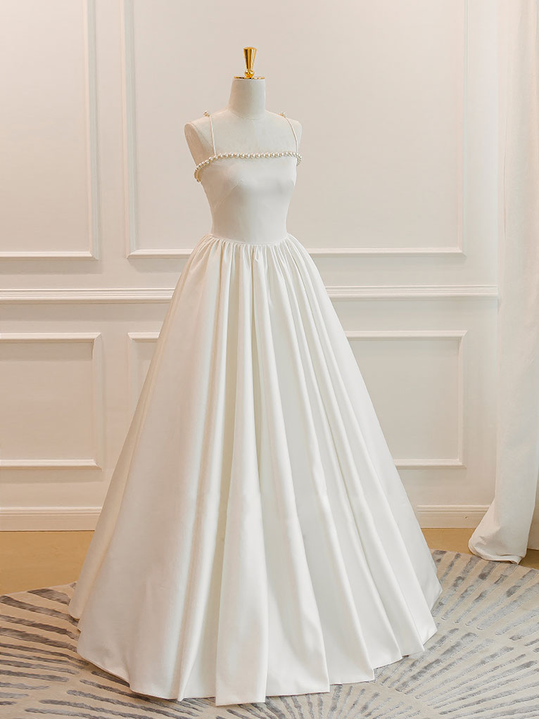 Simple ivory Satin Long Prom Dress, ivory Long Formal Dresses US 8 / ivory Simple ivory Satin Long Prom Dress, ivory Long Formal Dresses US 8 / ivory