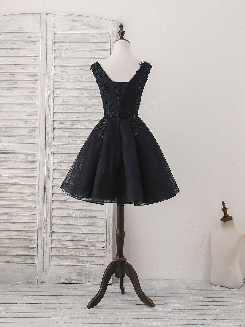 V Neck Short Black Lace Prom Dresses, Short Black Lace Graduation Homecoming Dresses, US 2 / Custom Color / No Rush V Neck Short Black Lace Prom Dresses, Short Black Lace Graduation Homecoming Dresses, US 2 / Custom Color / No Rush