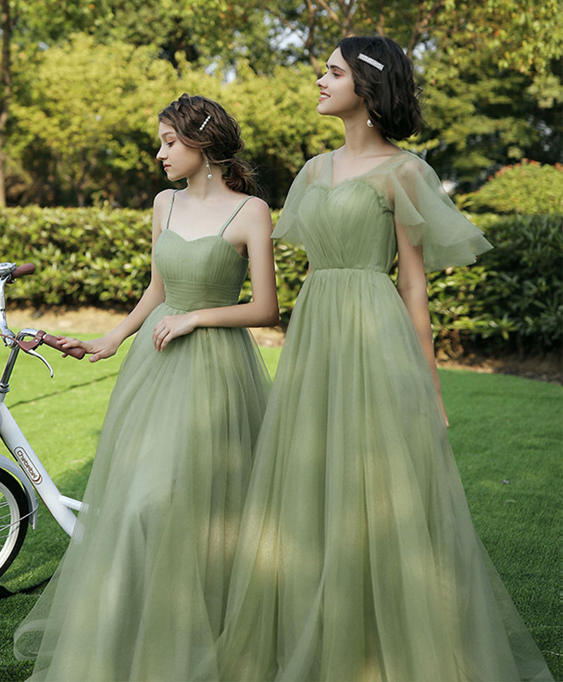 Green Tulle Long Prom Dresses, A-Line Evening Dresses US 4 / Custom Color / B Green Tulle Long Prom Dresses, A-Line Evening Dresses US 4 / Custom Color / B