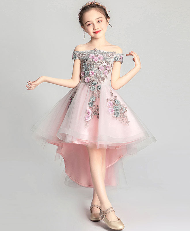 Pink Tulle Lace Flower Girl Dress, Cute Girls Dress shopluu Pink Tulle Lace Flower Girl Dress, Cute Girls Dress shopluu